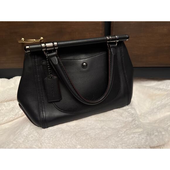 Coach Black Cherry Tea Rose Top Handle Bag Deep plum / Oxblood Leather - Picture 4 of 11